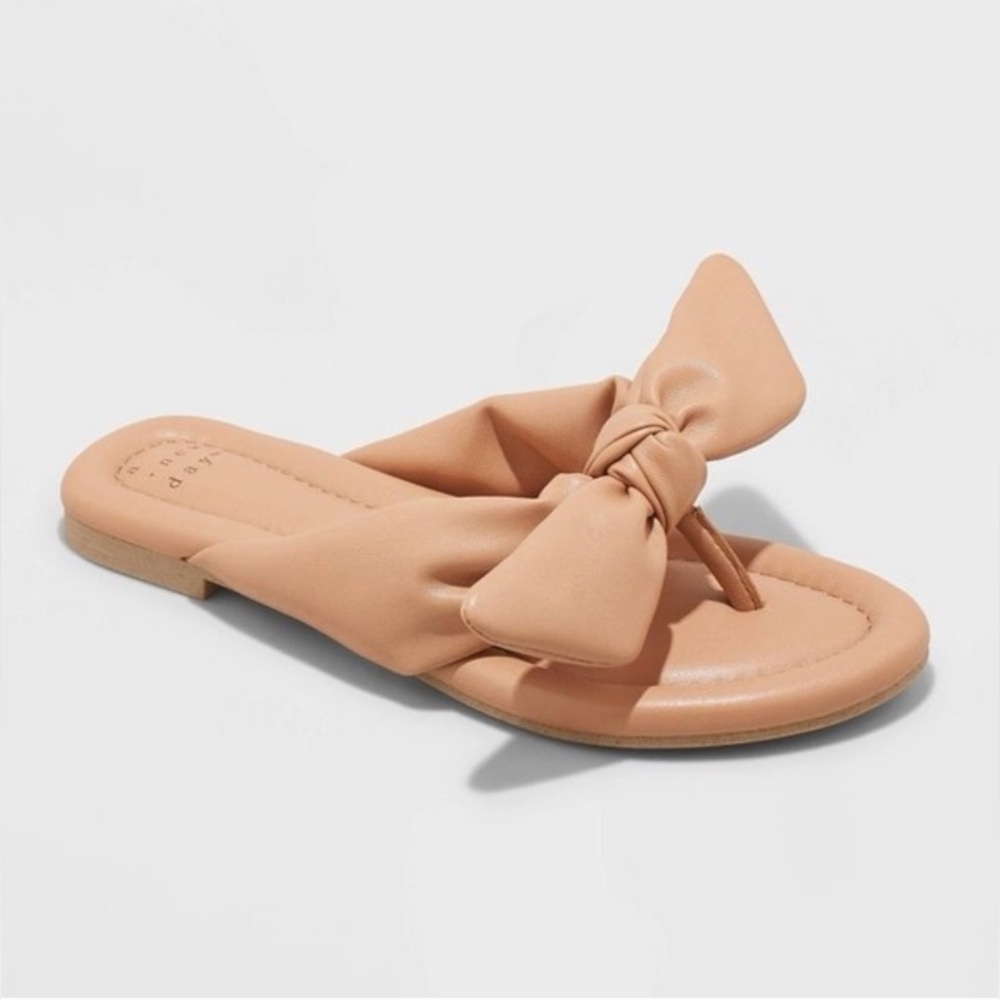 a new day Women's Beige Knotted Slide Sandals